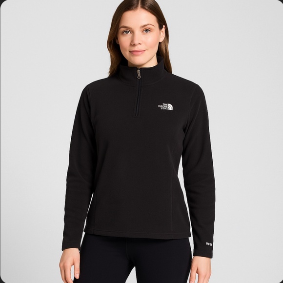 The North Face Women’s TKA 100 Fleece Quarter Zip Pullover Black Size M - Picture 1 of 11